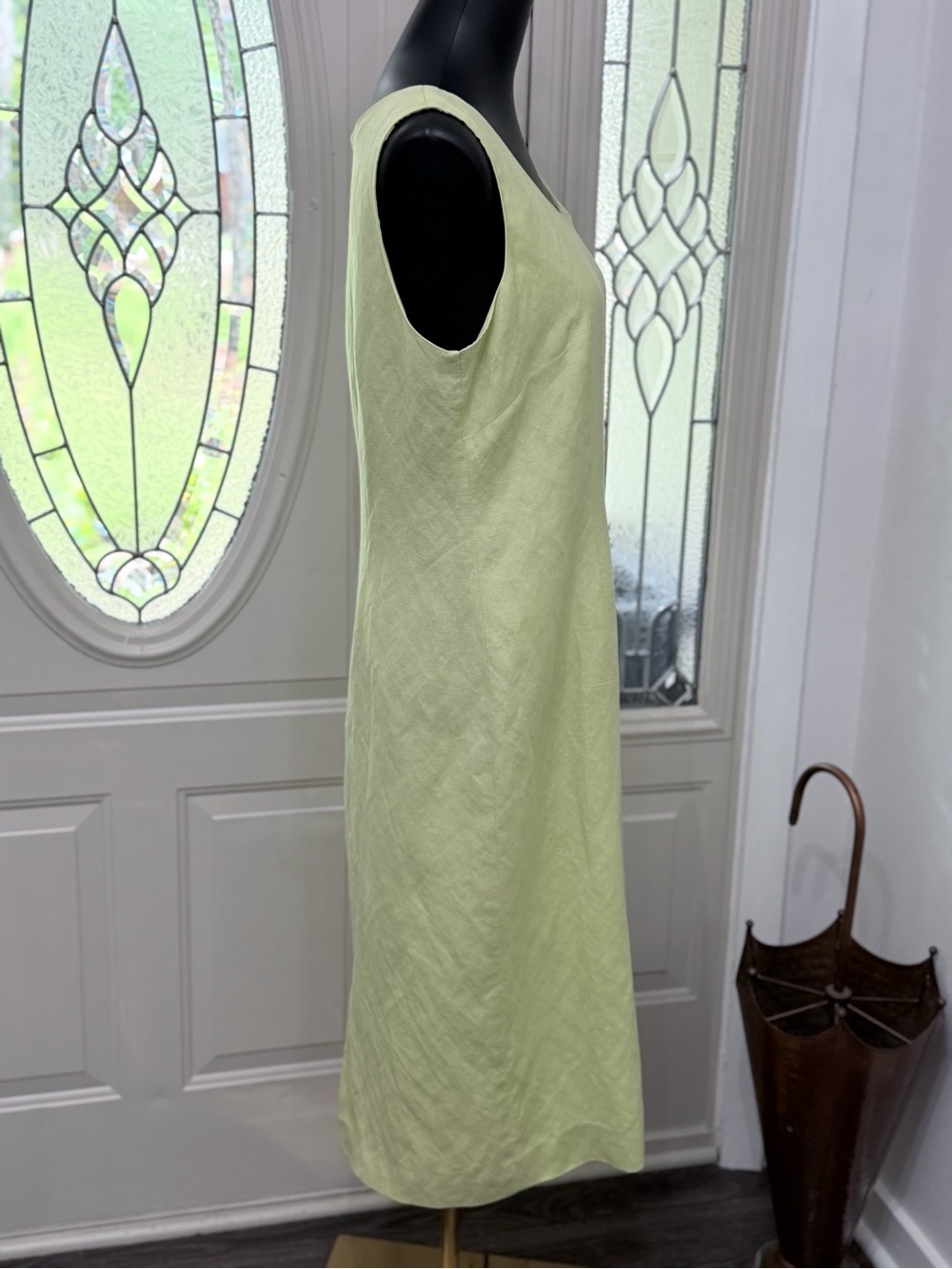 Jessica Howard Lime Green Linen Blend Midi Dress Size 14 - Picture 4 of 7